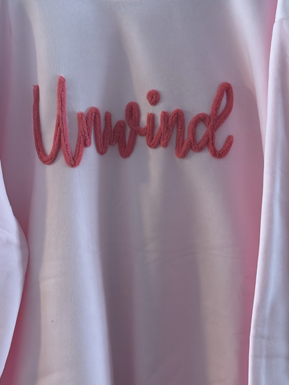 Custom- Unwind Pink Pullover Sweatshirt with Rope Script
